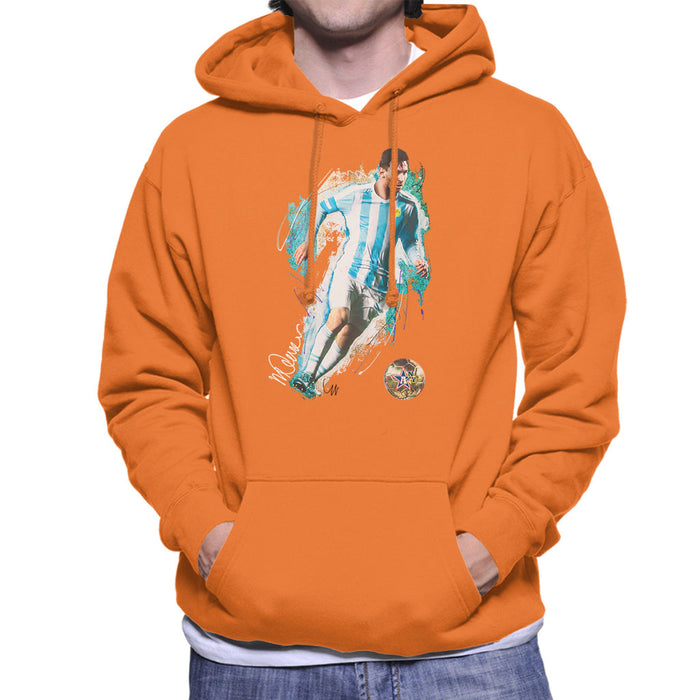 Sidney Maurer Original Portrait Of Lionel Messi Men's Hooded Sweatshirt