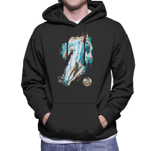 Sidney Maurer Original Portrait Of Lionel Messi Men's Hooded Sweatshirt