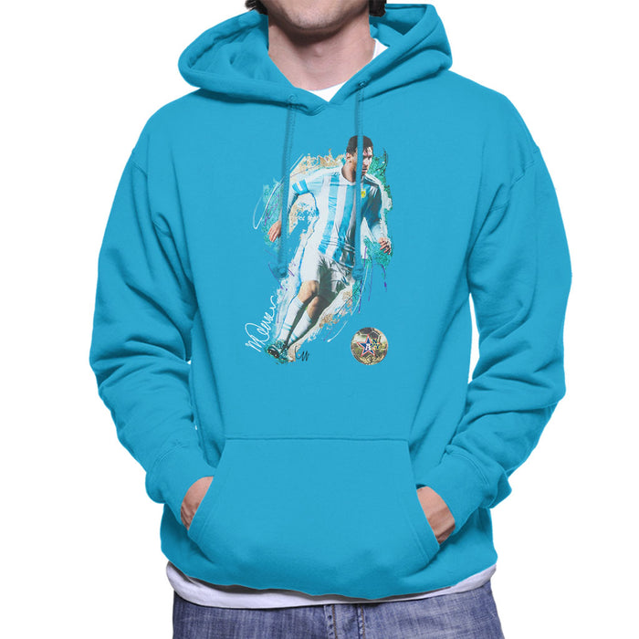 Sidney Maurer Original Portrait Of Lionel Messi Men's Hooded Sweatshirt