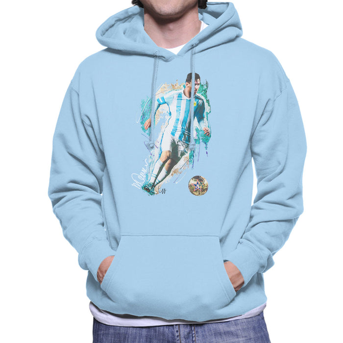 Sidney Maurer Original Portrait Of Lionel Messi Men's Hooded Sweatshirt