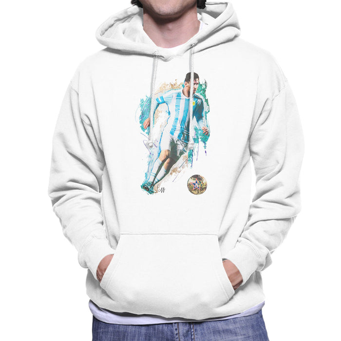 Sidney Maurer Original Portrait Of Lionel Messi Men's Hooded Sweatshirt