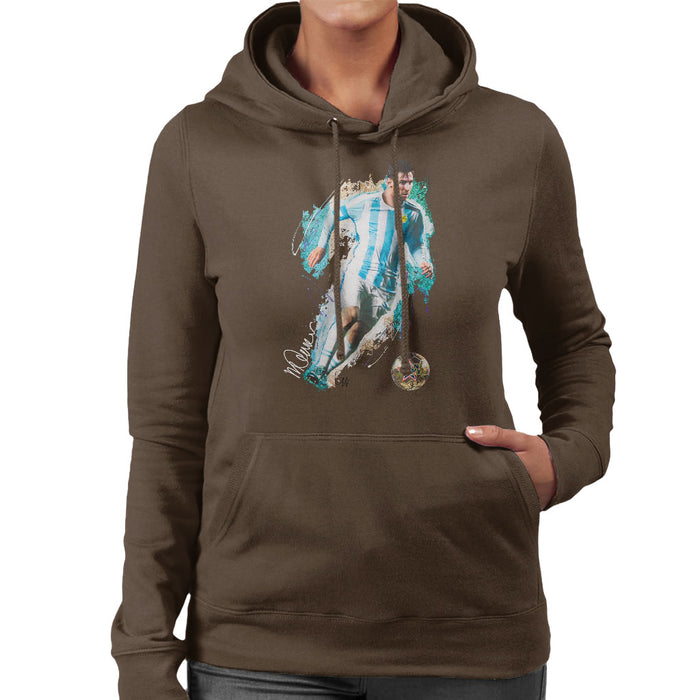 Sidney Maurer Original Portrait Of Lionel Messi Women's Hooded Sweatshirt