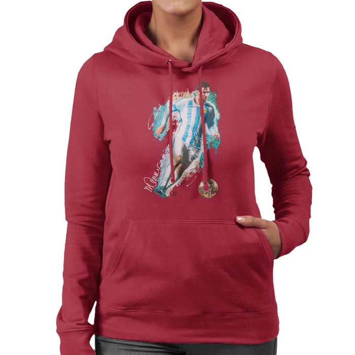 Sidney Maurer Original Portrait Of Lionel Messi Women's Hooded Sweatshirt