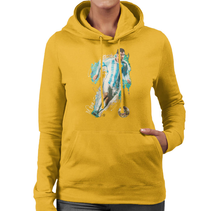 Sidney Maurer Original Portrait Of Lionel Messi Women's Hooded Sweatshirt