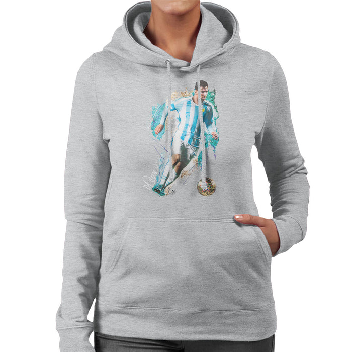 Sidney Maurer Original Portrait Of Lionel Messi Women's Hooded Sweatshirt