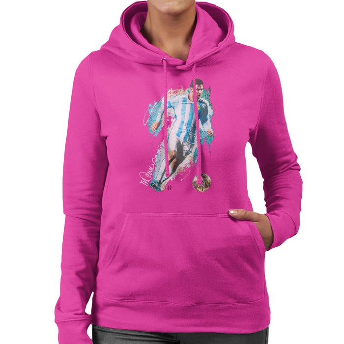 Sidney Maurer Original Portrait Of Lionel Messi Women's Hooded Sweatshirt