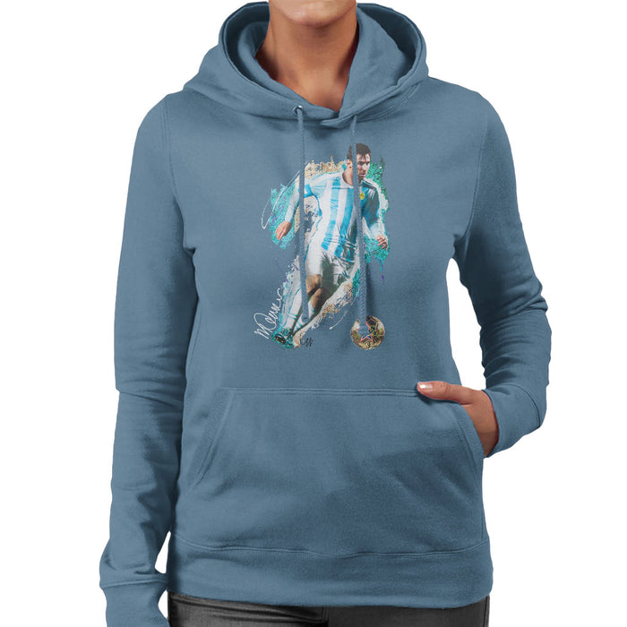 Sidney Maurer Original Portrait Of Lionel Messi Women's Hooded Sweatshirt
