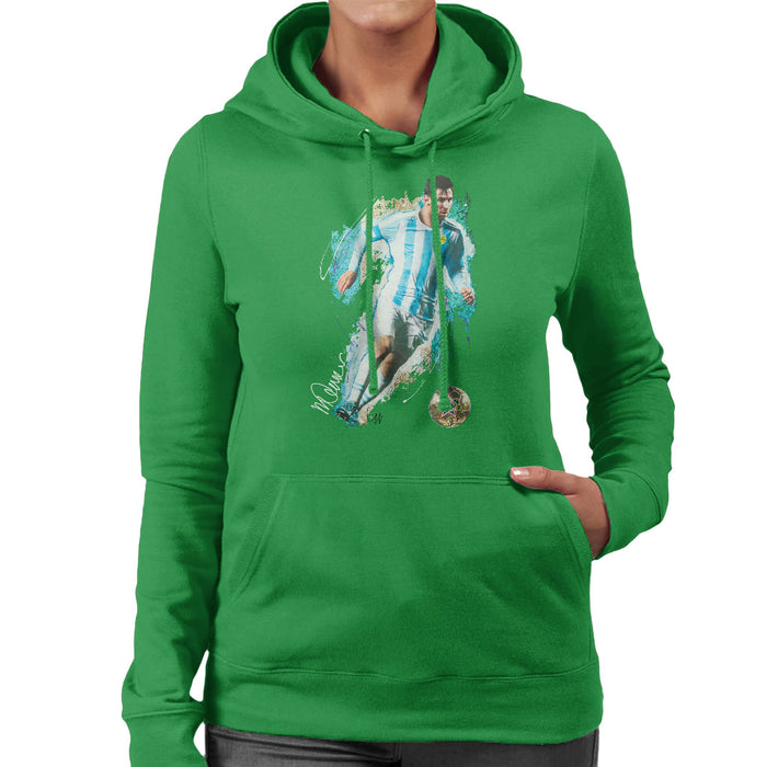 Sidney Maurer Original Portrait Of Lionel Messi Women's Hooded Sweatshirt