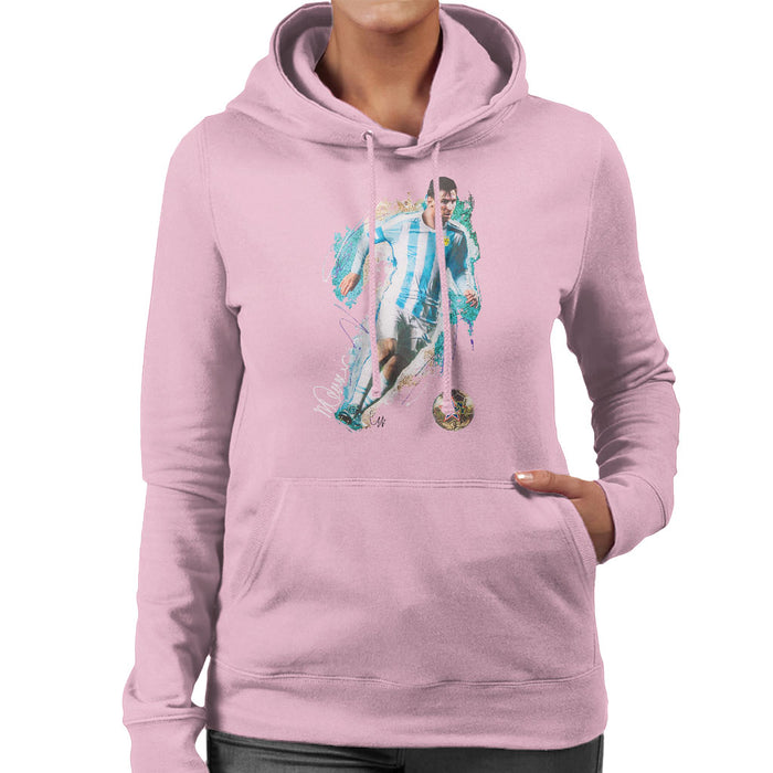 Sidney Maurer Original Portrait Of Lionel Messi Women's Hooded Sweatshirt