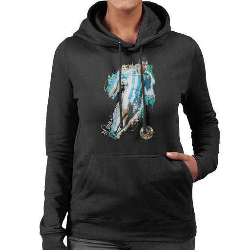 Sidney Maurer Original Portrait Of Lionel Messi Women's Hooded Sweatshirt
