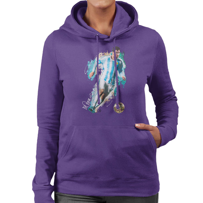 Sidney Maurer Original Portrait Of Lionel Messi Women's Hooded Sweatshirt