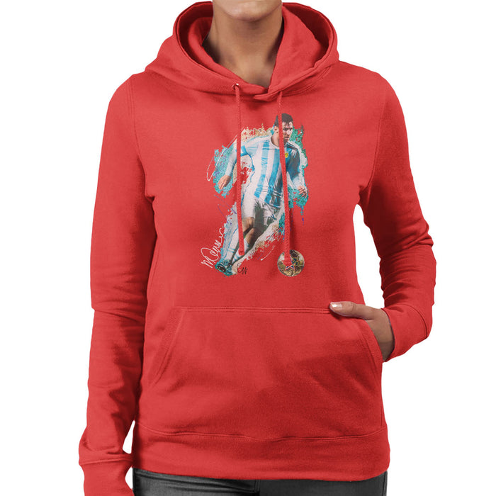 Sidney Maurer Original Portrait Of Lionel Messi Women's Hooded Sweatshirt