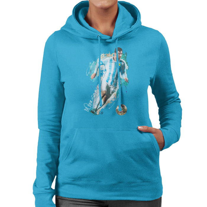 Sidney Maurer Original Portrait Of Lionel Messi Women's Hooded Sweatshirt