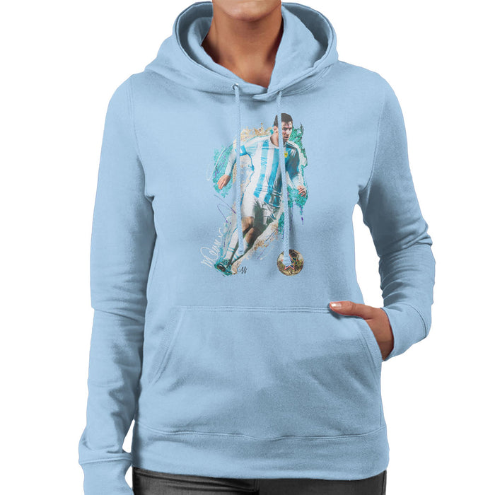 Sidney Maurer Original Portrait Of Lionel Messi Women's Hooded Sweatshirt