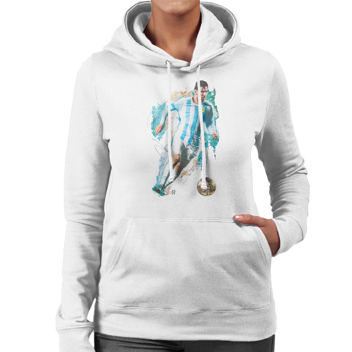 Sidney Maurer Original Portrait Of Lionel Messi Women's Hooded Sweatshirt