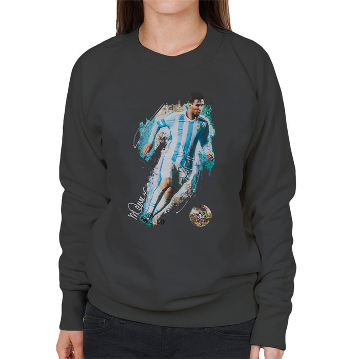 Sidney Maurer Original Portrait Of Lionel Messi Women's Sweatshirt