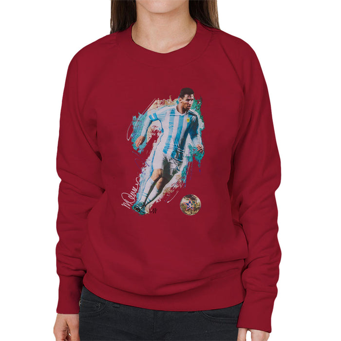 Sidney Maurer Original Portrait Of Lionel Messi Women's Sweatshirt