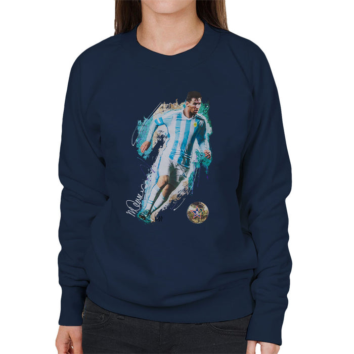 Sidney Maurer Original Portrait Of Lionel Messi Women's Sweatshirt