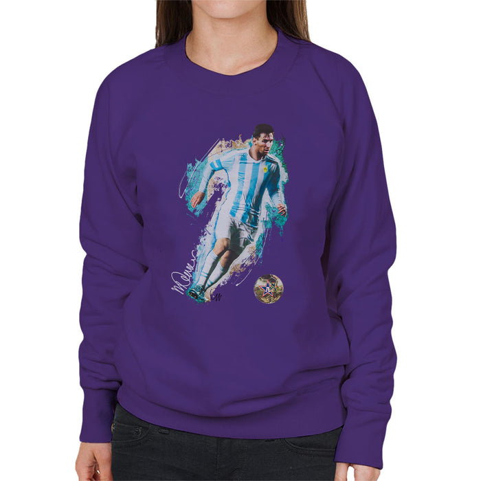 Sidney Maurer Original Portrait Of Lionel Messi Women's Sweatshirt
