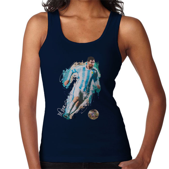 Sidney Maurer Original Portrait Of Lionel Messi Women's Vest