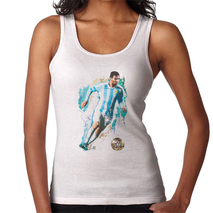Sidney Maurer Original Portrait Of Lionel Messi Women's Vest