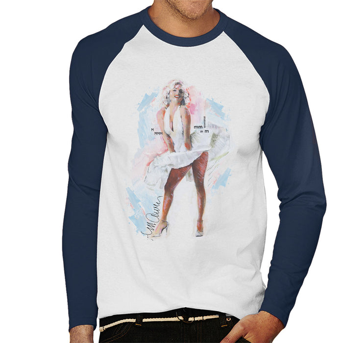 Sidney Maurer Original Portrait Of Marilyn Monroe Skirt Men's Baseball Long Sleeved T-Shirt