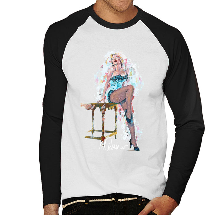 Sidney Maurer Original Portrait Of Marilyn Monroe Stockings Men's Baseball Long Sleeved T-Shirt