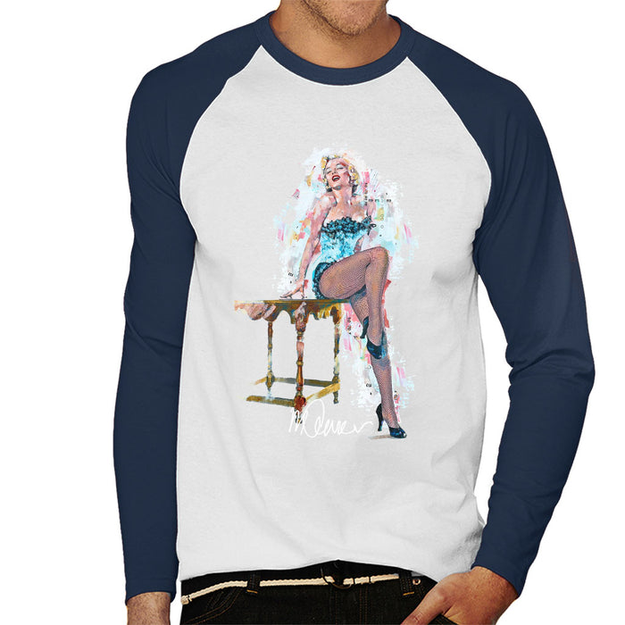 Sidney Maurer Original Portrait Of Marilyn Monroe Stockings Men's Baseball Long Sleeved T-Shirt