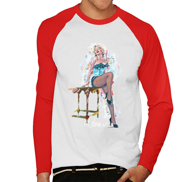 Sidney Maurer Original Portrait Of Marilyn Monroe Stockings Men's Baseball Long Sleeved T-Shirt