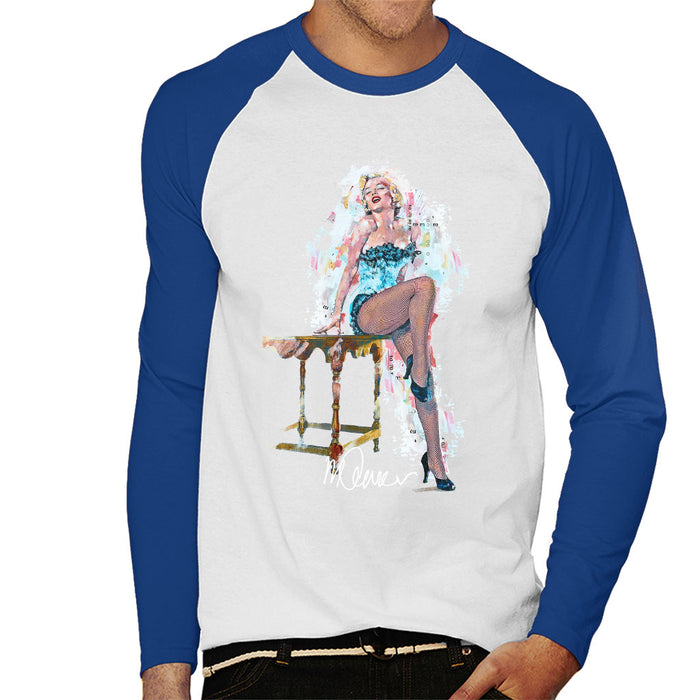 Sidney Maurer Original Portrait Of Marilyn Monroe Stockings Men's Baseball Long Sleeved T-Shirt