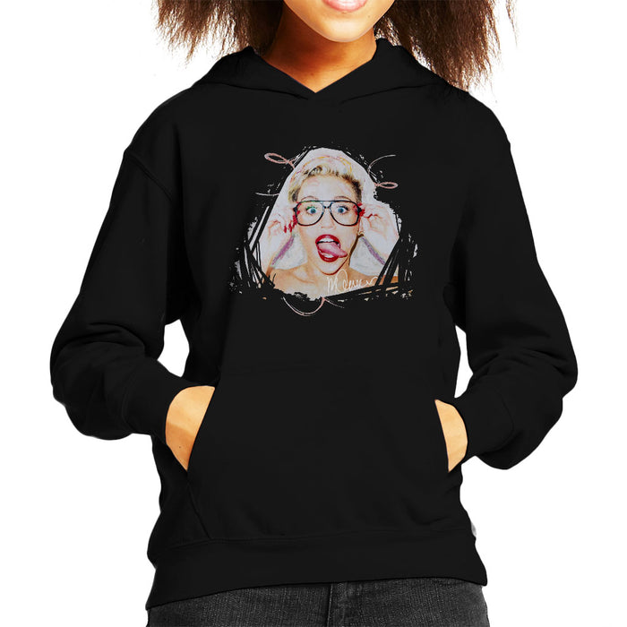 Sidney Maurer Original Portrait Of Miley Cyrus Kid's Hooded Sweatshirt