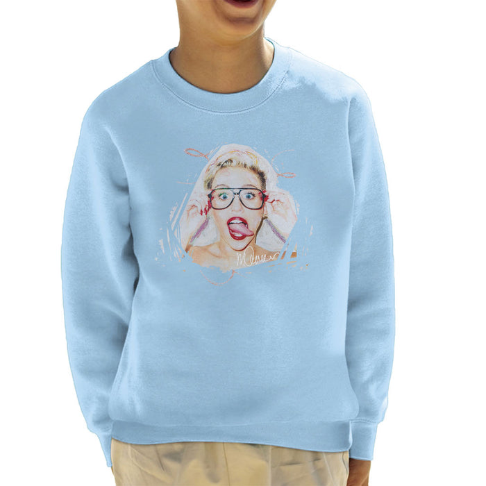 Sidney Maurer Original Portrait Of Miley Cyrus Kid's Sweatshirt