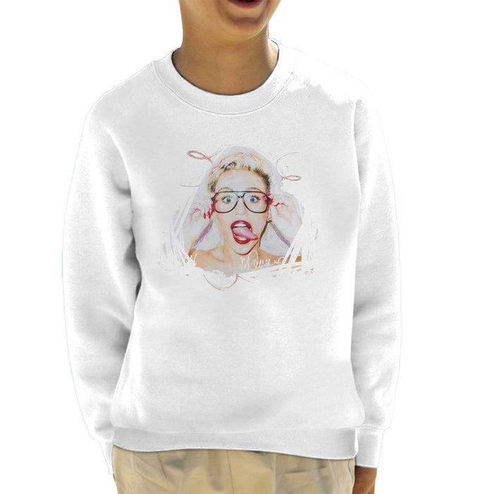 Sidney Maurer Original Portrait Of Miley Cyrus Kid's Sweatshirt
