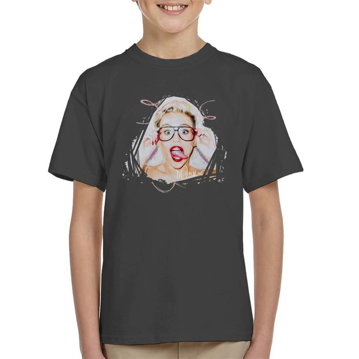 Sidney Maurer Original Portrait Of Miley Cyrus Kid's T-Shirt
