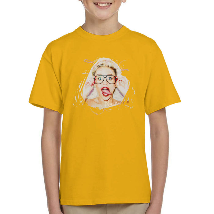 Sidney Maurer Original Portrait Of Miley Cyrus Kid's T-Shirt