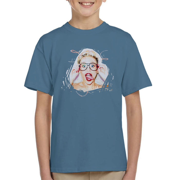 Sidney Maurer Original Portrait Of Miley Cyrus Kid's T-Shirt