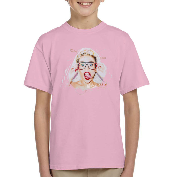 Sidney Maurer Original Portrait Of Miley Cyrus Kid's T-Shirt