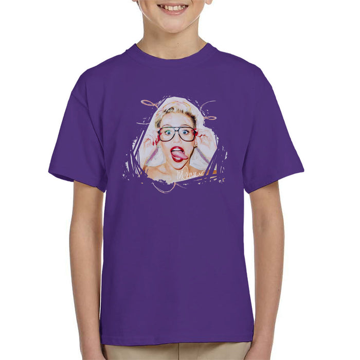 Sidney Maurer Original Portrait Of Miley Cyrus Kid's T-Shirt