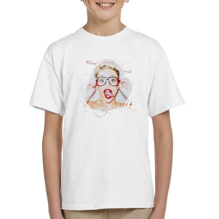 Sidney Maurer Original Portrait Of Miley Cyrus Kid's T-Shirt