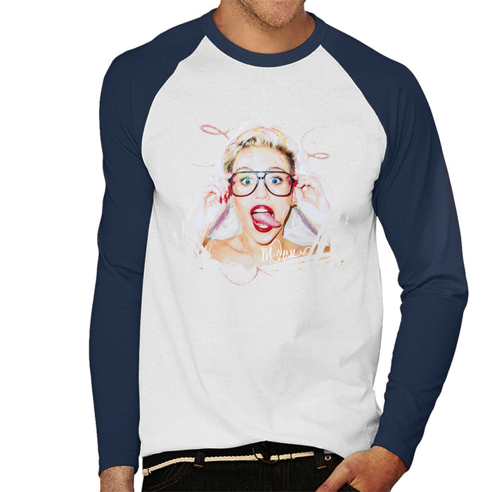 Sidney Maurer Original Portrait Of Miley Cyrus Men's Baseball Long Sleeved T-Shirt