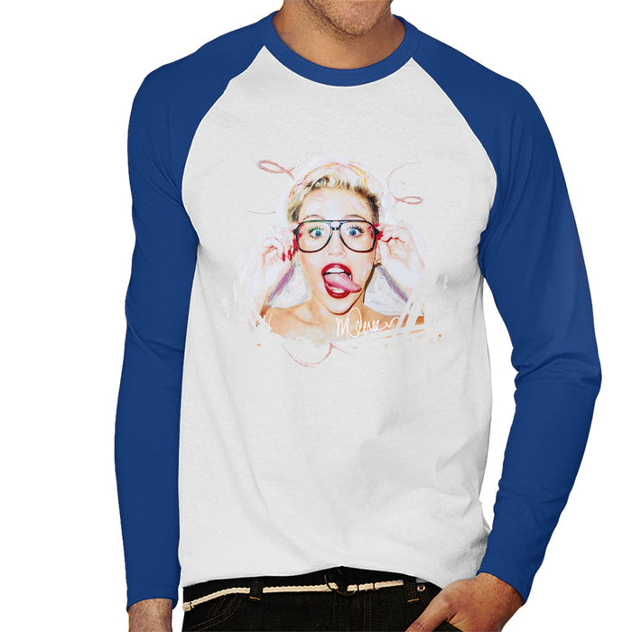 Sidney Maurer Original Portrait Of Miley Cyrus Men's Baseball Long Sleeved T-Shirt