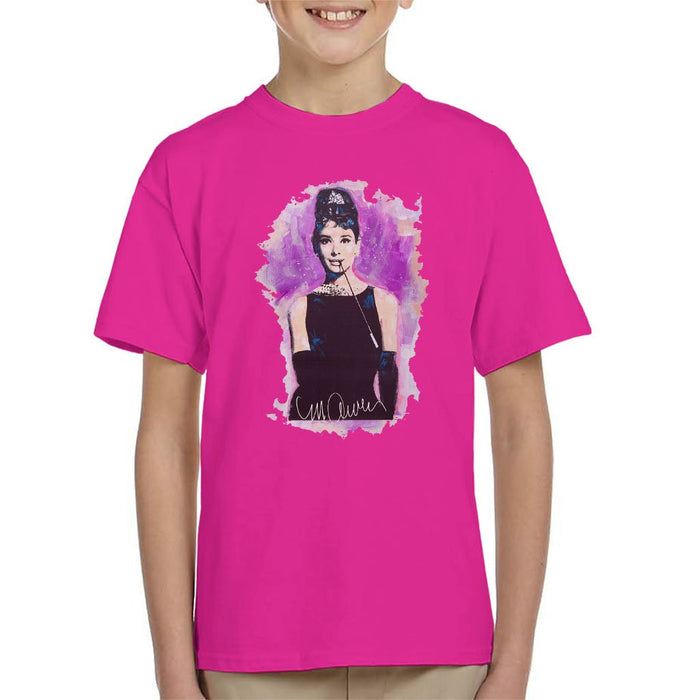 Sidney Maurer Original Portrait Of Audrey Hepburn Kids T-Shirt - Kids Boys T-Shirt