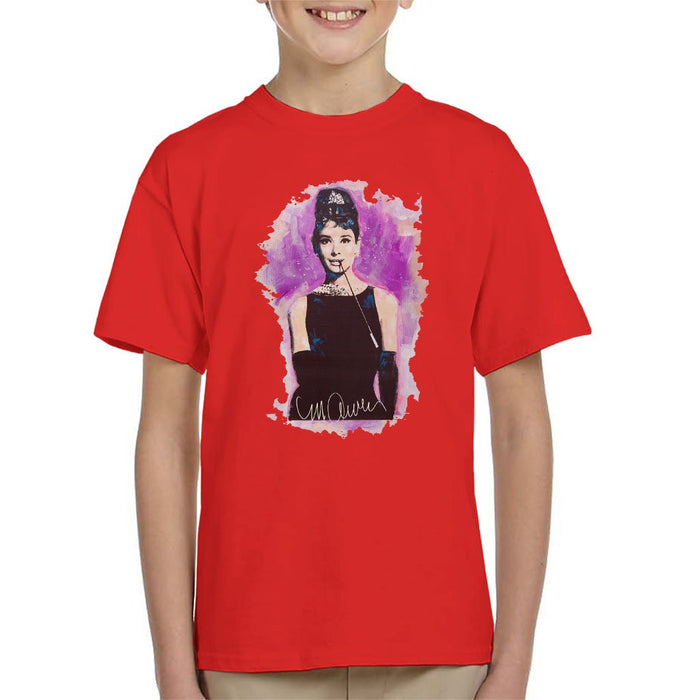 Sidney Maurer Original Portrait Of Audrey Hepburn Kids T-Shirt - Kids Boys T-Shirt