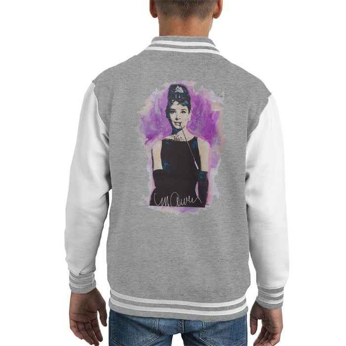 Sidney Maurer Original Portrait Of Audrey Hepburn Kids Varsity Jacket - Kids Boys Varsity Jacket