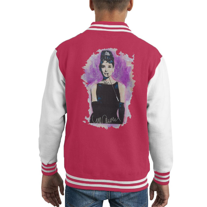 Sidney Maurer Original Portrait Of Audrey Hepburn Kids Varsity Jacket - Kids Boys Varsity Jacket