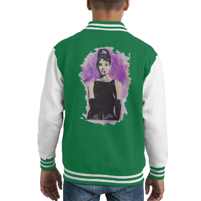 Sidney Maurer Original Portrait Of Audrey Hepburn Kids Varsity Jacket - Kids Boys Varsity Jacket