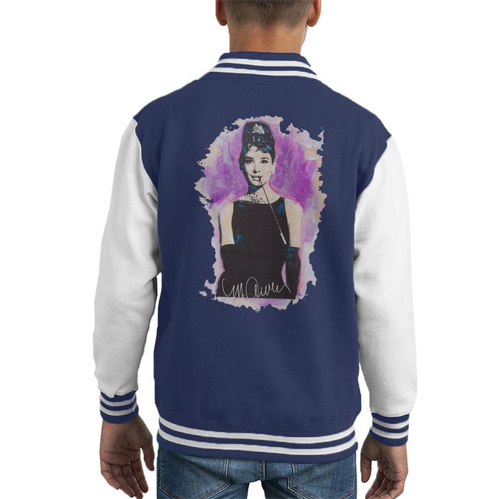 Sidney Maurer Original Portrait Of Audrey Hepburn Kids Varsity Jacket - Kids Boys Varsity Jacket