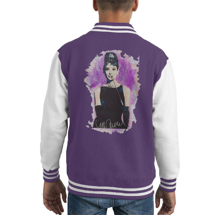 Sidney Maurer Original Portrait Of Audrey Hepburn Kids Varsity Jacket - Kids Boys Varsity Jacket