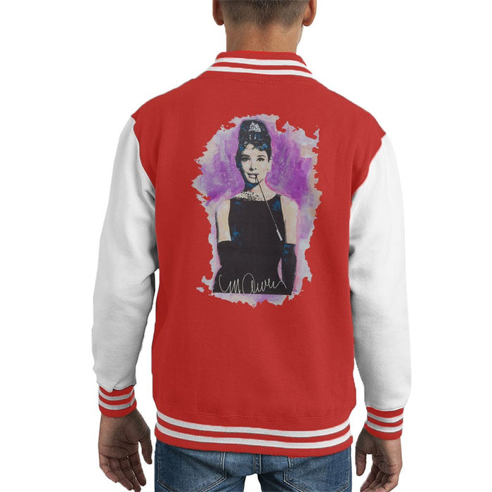 Sidney Maurer Original Portrait Of Audrey Hepburn Kids Varsity Jacket - Kids Boys Varsity Jacket