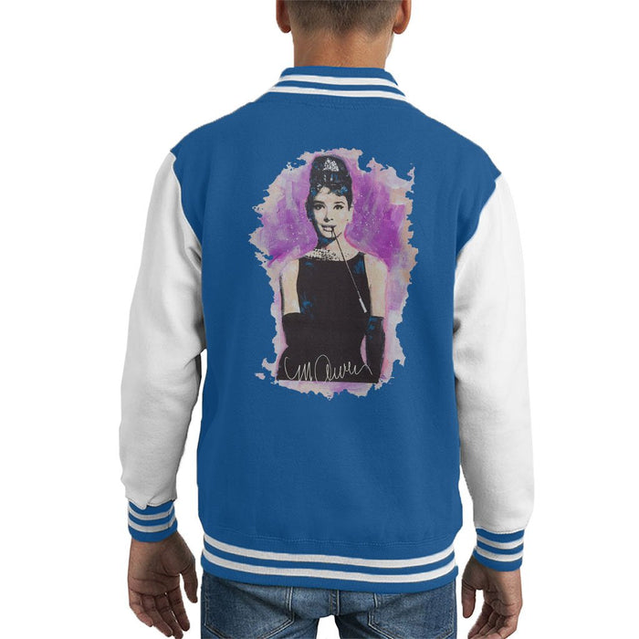 Sidney Maurer Original Portrait Of Audrey Hepburn Kids Varsity Jacket - X-Small (3-4 yrs) / Royal/White - Kids Boys Varsity Jacket